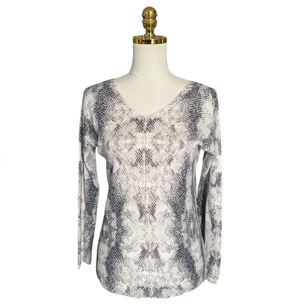 REBECCA TAYLOR Women Snakeskin Print Long Sleeve Wool Blend Sweater Top Size XS